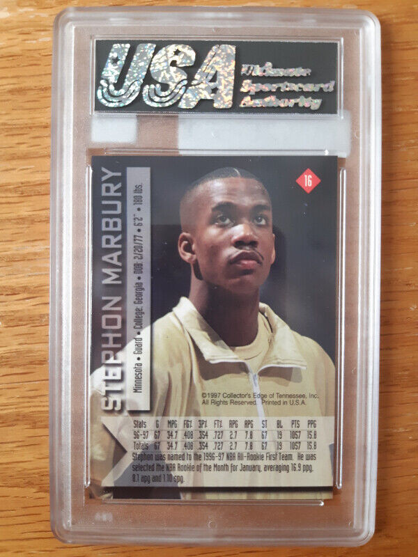 1997 Collector's Edge Impulse #16 Stephon Marbury Rookie USA 9 M in Arts & Collectibles in St. Catharines - Image 2