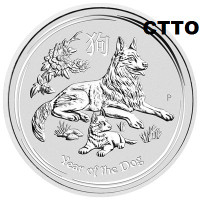 2018 Perth Mint Lunar Dog 10oz Silver Coin in capsule