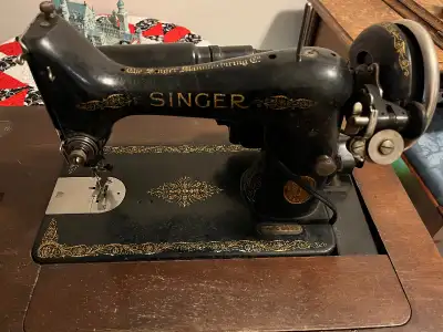 Vintage Singer sewing machine and cupboard. 1937. Works, I recently hemmed some pants with it. These...