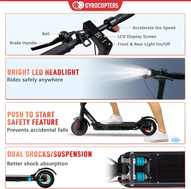 Gyrocopters Flash 3.0 Portable Electric Scooter 350W Motor Used in eBike in City of Toronto - Image 7