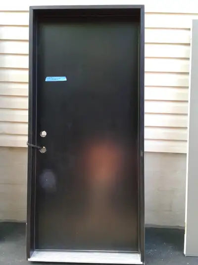 USED 36X80 METAL BLACK DOOR WITH FRAME, View more