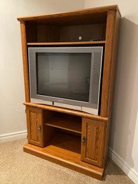 TV Cabinet and Toshiba 27 inch tube TV