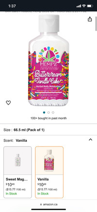 New Hempz buttercream vanilla cake body moisturizer 