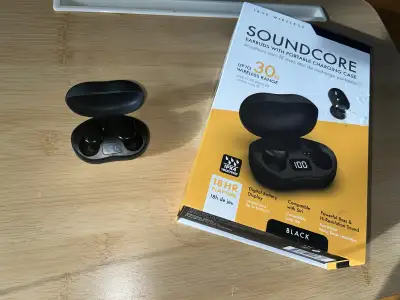 Press play soundcore Bluetooth earphones écouteurs, View more