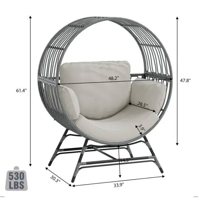 Bifanuo Round Wicker Outdoor Egg Chair  in Patio & Garden Furniture in Oshawa / Durham Region - Image 7