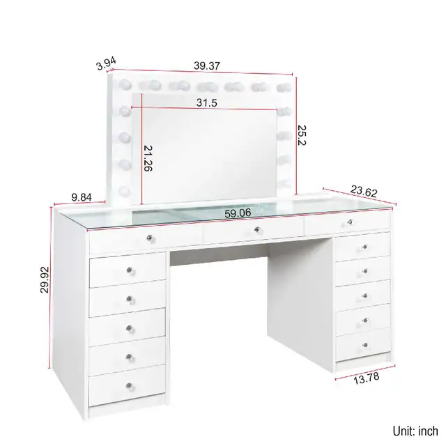Premium Luxury makeup vanity table dresser 13 drawers in Dressers & Wardrobes in Mississauga / Peel Region - Image 3