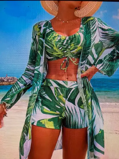 Bikini Set, with Shorts, and Long Sleeve Kimomo Cover-up. , View more