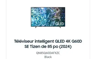 Téléviseur intelligent Samsung QLED 4K Q60D SE – 85 po (2024), View more