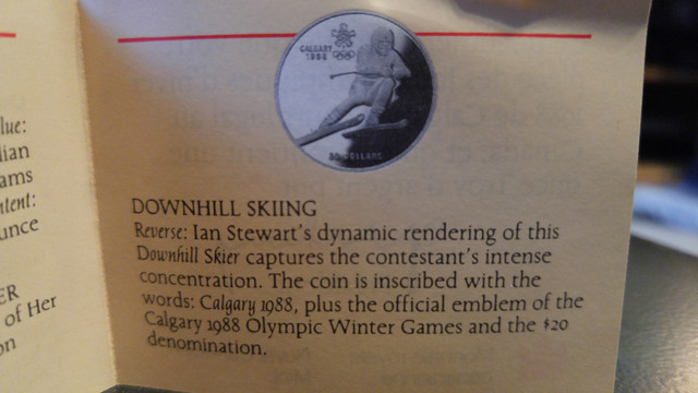 1988 CALGARY OLYMPIC "DOWNHILL SKIING" $20 COIN in Arts & Collectibles in Calgary - Image 4