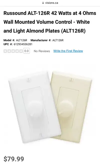 Brand new, Russound impedance matching in-wall volume control. 5 faceplate colors included. Sells fo...