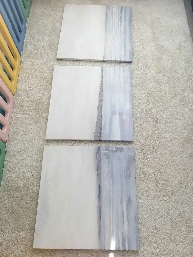 Set of 3 Wall Art Abstract Blue Sea in Home Décor & Accents in Ottawa - Image 2