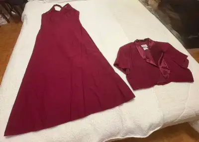 Nu Mode Maroon Dress and Bolero Set, View more