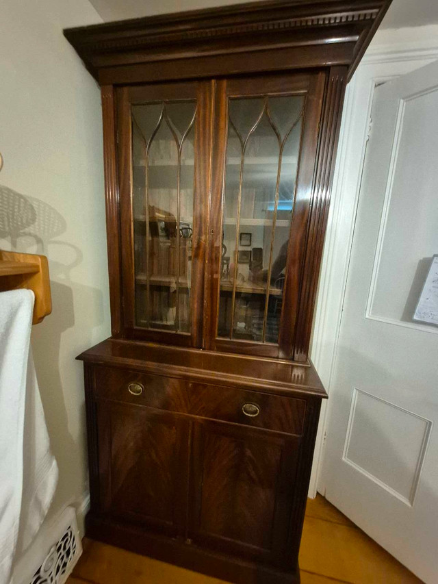 Antique Mahogany Secretary Bookcase with Glass Doors in Bookcases & Shelving Units in Cambridge