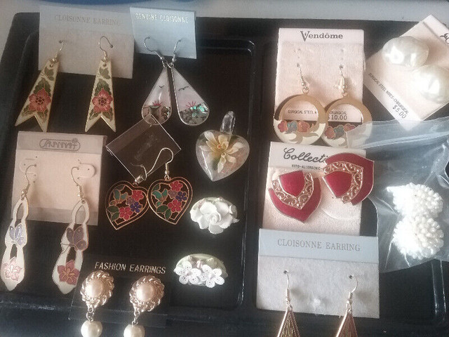 Cloisonne earrings,  brooches, pendant and jewerly boxes in Jewellery & Watches in Edmonton
