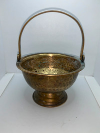 Brass Basket, Handled Dish, Made in India
