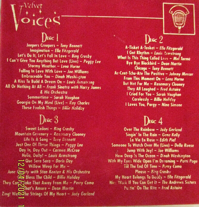 Velvet Voices, ensemble de CD chansons vintage dans CD, DVD et Blu-ray  à Saint-Hyacinthe - Image 3