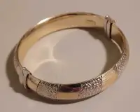 Vintage 925 Sterling Silver and 1/20 - 14k Gold Hinged Bangle 