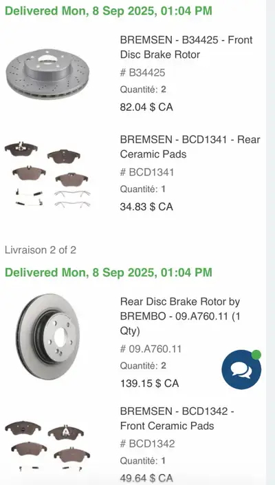 Kit de freins complet NEUF jamais installé (commandé par erreur). Compatible avec plusieurs Mercedes...