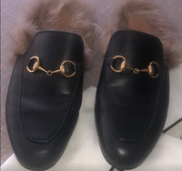 PRELOVED GUCCI PRINCETON LEATHER LOAFERS FUR detail