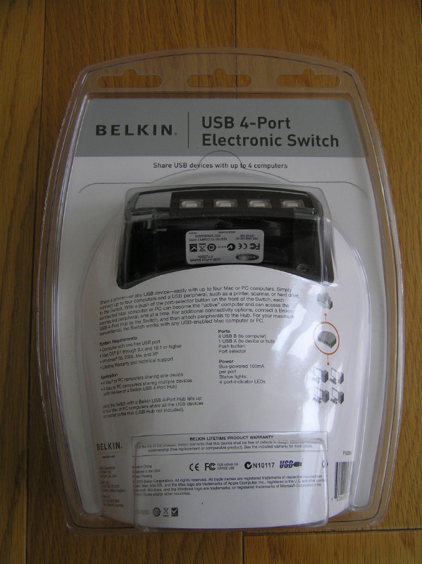 Belkin USB 4-Port Electronic Switch F1U200v in Cables & Connectors in Markham / York Region - Image 2