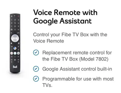 Bell Fibe TV voice remote with google assistant (7802) Brand new and in never opened wrapping along...