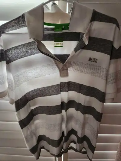 Hugo Boss Golf Top / Polo Grey & White XL $ 60.00