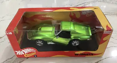 New 1:18 scale Hot Wheels Classics '69 Corvette diecast rare spectraflame green in its original pack...