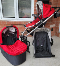 2012 Uppababy Vista stroller, Bassinet, Rumble Seat, Car adapter