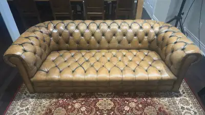 Antique Leather Tufted Chesterfield Sofa, View more
