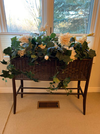 Wicker Plant Stand w/ Floral Arrangment stand