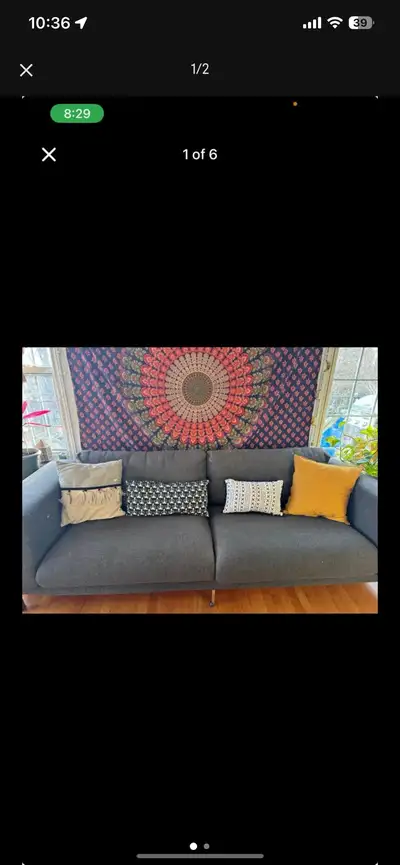 Beautiful Grey Couch (Feathers Inner) & Free Delivery , View more