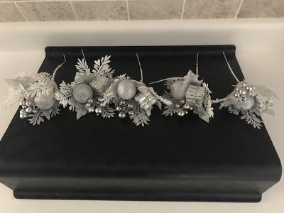 Christmas Tree Stems/Pick Decorations - White/Silver Set of 9, View more