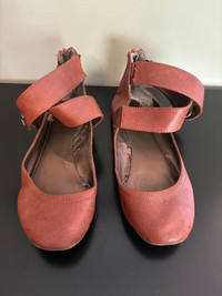 Brown Ballet Flats with Straps