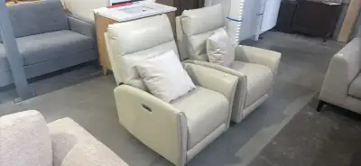Brand new top grain leather power recliners with power headrest, USB port and c-port $750. Each. del...