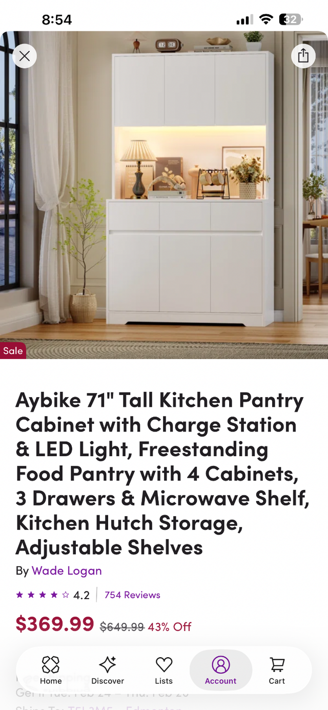 Brand new Tall Kitchen Pantry Cabinet with LED Light in Kitchen & Dining Wares in Mississauga / Peel Region - Image 2