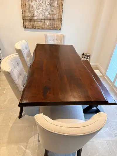 Dining room table with bench and 4 chairs, View more