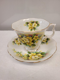 VTG Footed Royal Albert Yellow Primrose Cup & Saucer