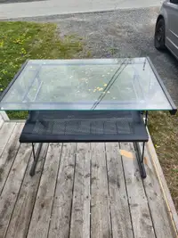Glass topped computer desk