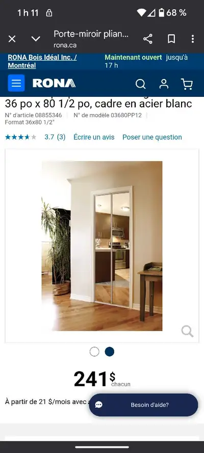 Porte pliante miroir neuve, View more