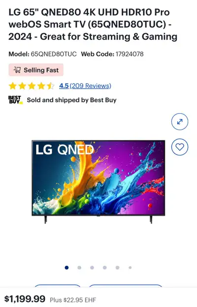 LG 65 inch QNED80 4K UHD Smart TV, View more