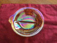 Vintage Carnival Glass Marigold divided Candy Bowl / Nut Dish
