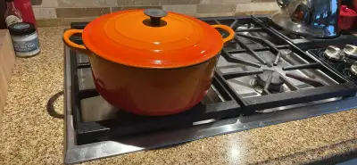 Vintage Le Creuset Enameled Cast Iron Dutch Oven Flame 10 inch, View more