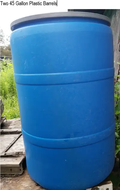 One 45 Gallon Plastic Drum with Clamping Lid $35.00 No HST