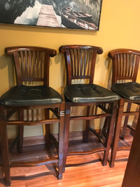 Teakwood bar stools (3)