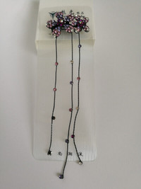 Fashionable hair barrette with pink and blue crystals.  All new.