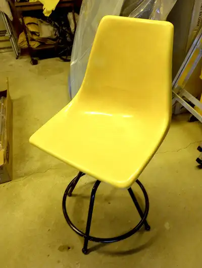 Pair of Antique Yellow, Swivel Bar Stools / Drafting Stools, View more