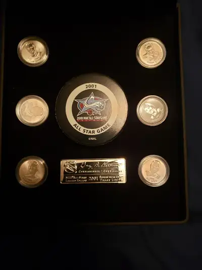 Hockey History -2001 NHL All Star Medallion & Stamp Set & Puck, View more