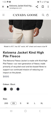 Canadian Goose Kelowna Jacket Kind High Pile Fleece