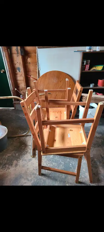 Table and Chairs wood and gold colour, View more