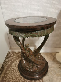 Ornate Glass Top End Table
